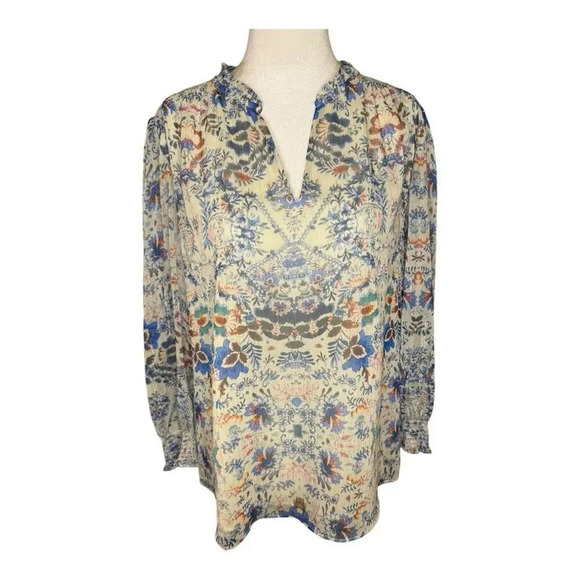 Rachel Zoe Women's Medium‎ Floral Chiffon V-Neck Blouse Multicolor - Picture 1 of 8